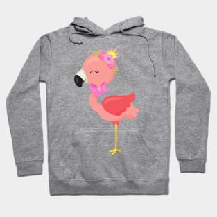 Princess Flamingo, Flowers, Cute Flamingo, Crown Hoodie